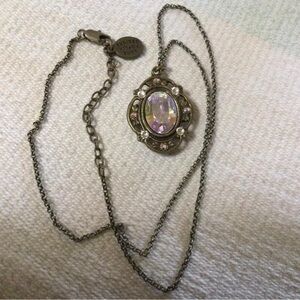 Elegant Bronze Pendant Necklace with Iridescent Centerpiece